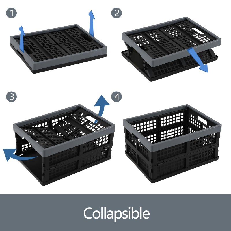 Pekky 2 Packd Collapsible Crates for Storage, 16 Quart, Plastic Folding Storage Crates - Image 3